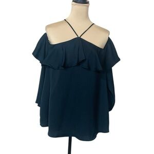 NWT Ava & Aiden Cold Shoulder Ruffle Blouse